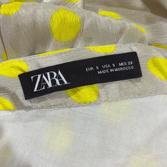 ZARA PLEATED POLKA DOT Satin Effect HANDKERCHIEF MIDI HEM SKIRT - Picture 4 of 9